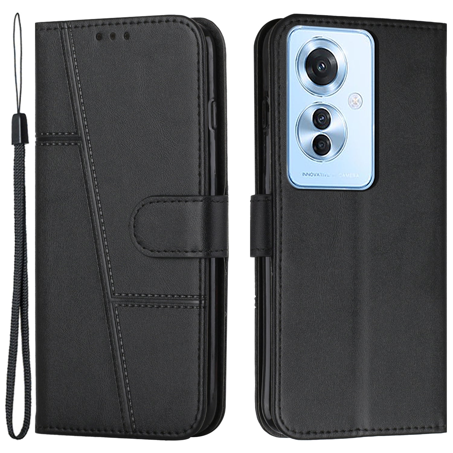 For Oppo Reno11 F 5G / F25 Pro 5G Case PU Leather Calf Texture Phone Cover with 3 Card Holder For Oppo Reno11 F 5G / F25 Pro 5G Case PU Leather Calf Texture Phone Cover with 3 Card Holder